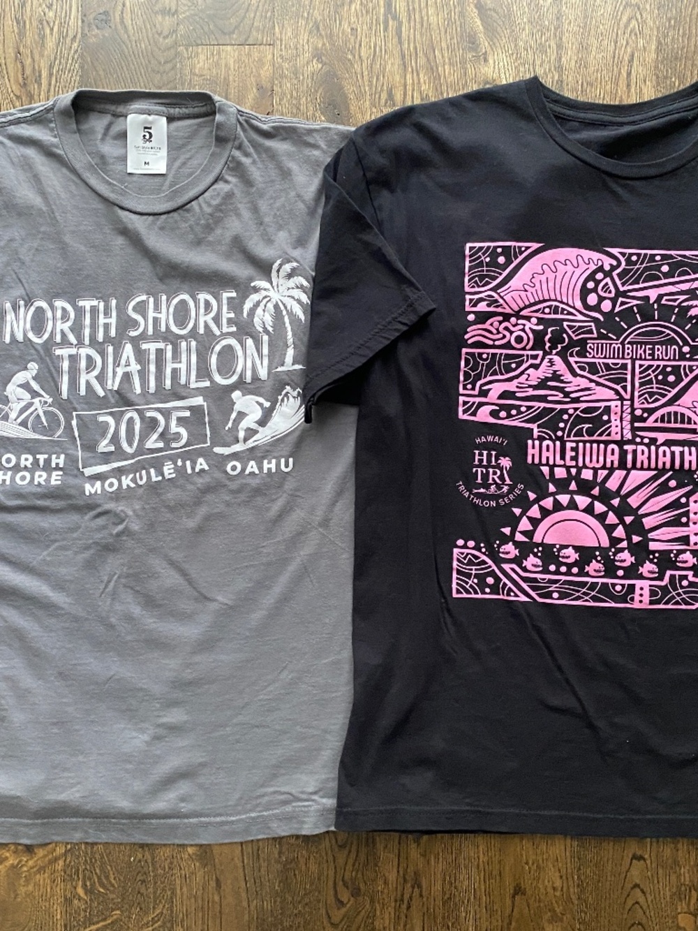 NEW Hawaii North Shore Haleiwa Triathlon Race T-Shirt Lot - sz M & L